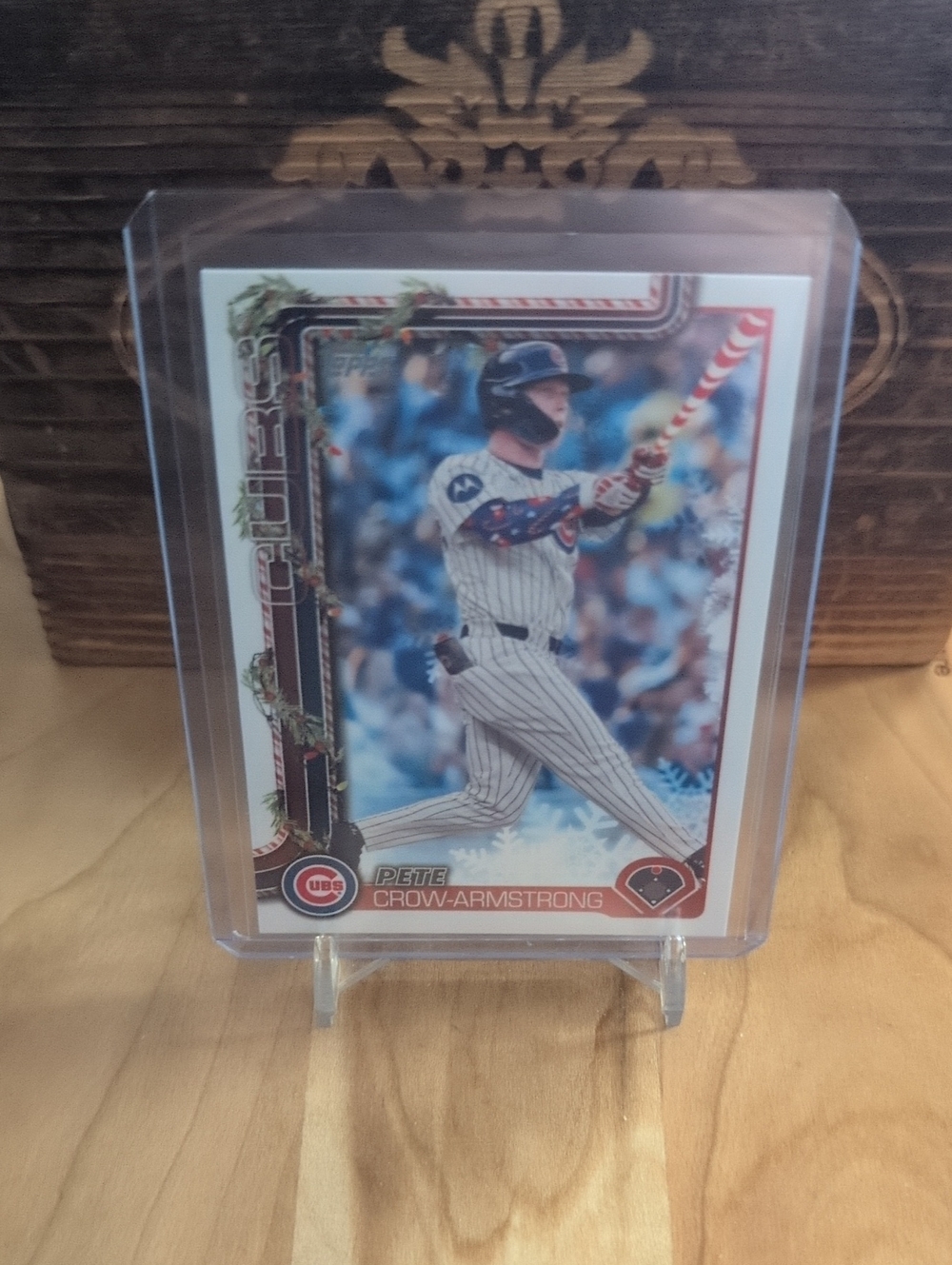 2025 Topps Holiday Pete Crow-Armstrong Candy Cane Bat SP Cubs
